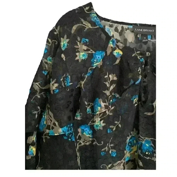 ❄️3/$15❄️ Lane Bryant Size 18 Top - Floral Black Sheer - Lightweight Plus - Picture 5 of 8